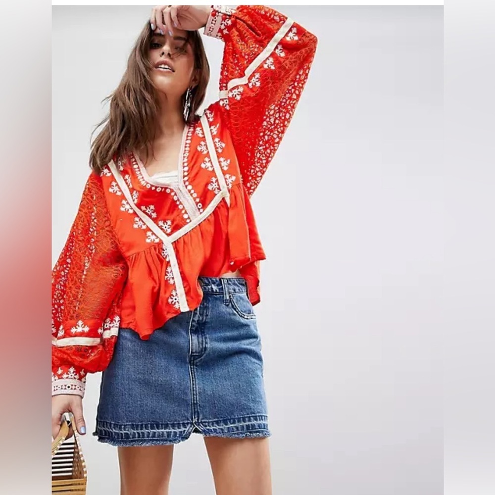 Free People Boogie All Night Boho Blouse Size Medium